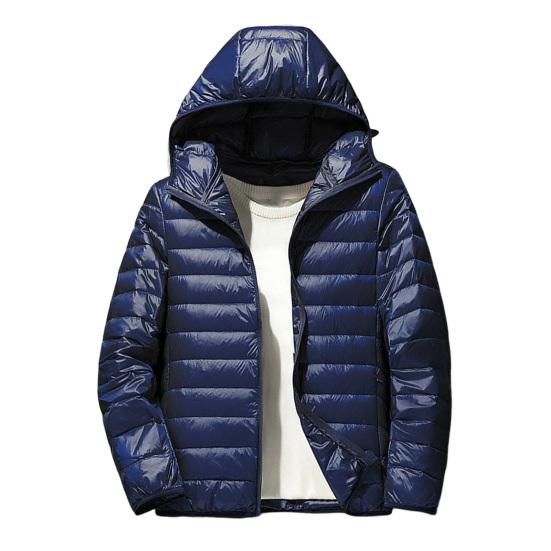

Мужское хлопковое пальто с капюшоном, однотонная стеганая куртка с длинным рукавом, однотонная XXL темно-синий