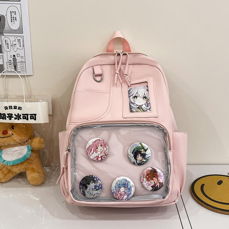 Japanese Ba Chi Pain Bag Second Dimensional Girl Simple Backpack Large Capacity Solid Color Campus School Bag Female Student Backpack