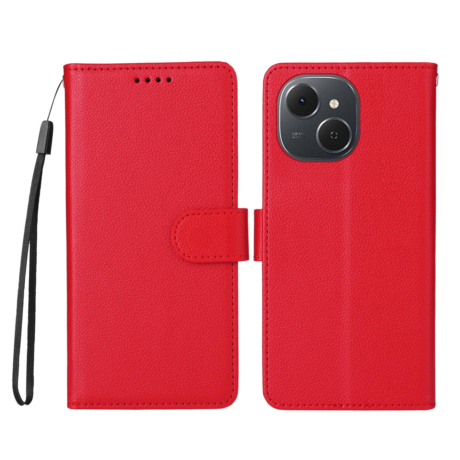 

Чехол для TECNO Spark 40C с блокировкой RFID, 3 слотами для карт, кожаный чехол для телефона из ПУ с ремешком на запястье Red