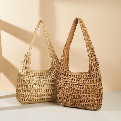 Vintage Straw Woven Bag for Women Handbags Rattan Crochet Shoulder Bag Casual Commute Bag Summer Beach Tote Bag