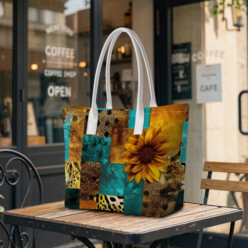 Sunflower Pattern Tote Bag Fashion Casual Large Capacity Ladies Daily Handbag 