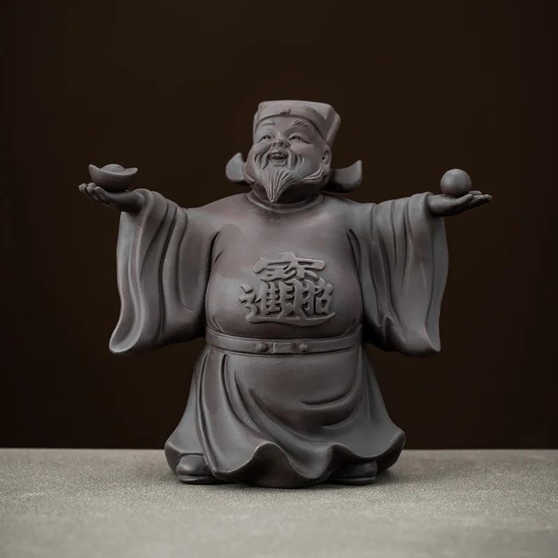 

Purple Clay God of Wealth Tea Table Decoration Home China Lucky Tea Pet Desktop Ornament