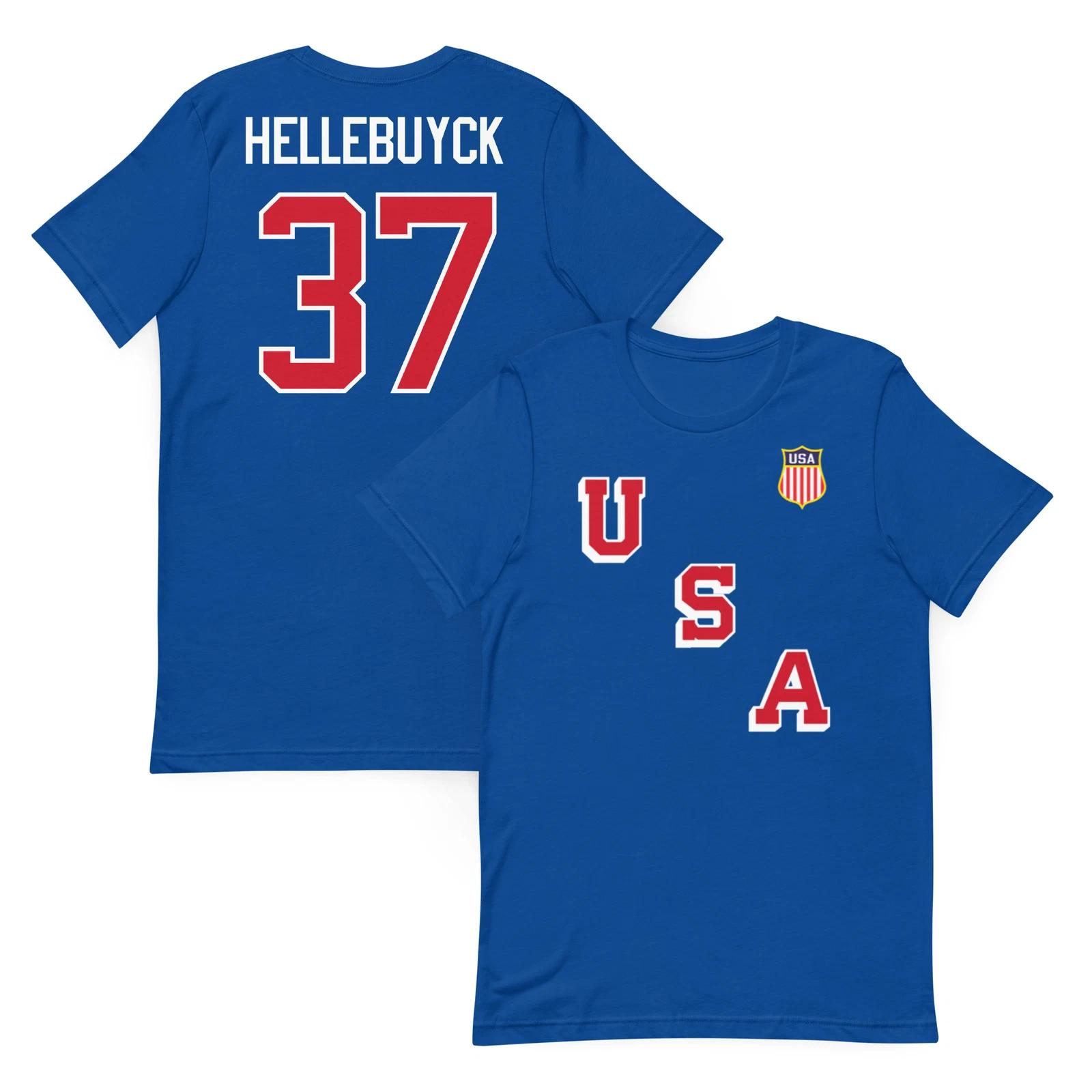 Connor Hellebuyck #37 retro USA Hockey Jersey Shirt 4 Nations Faceoff 2XL