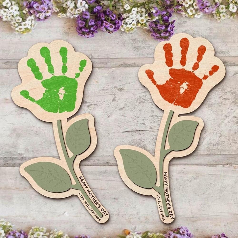 Decoration Mother's Day Plaque Hand Painted Wooden Flower Craft Kids DIY Painting