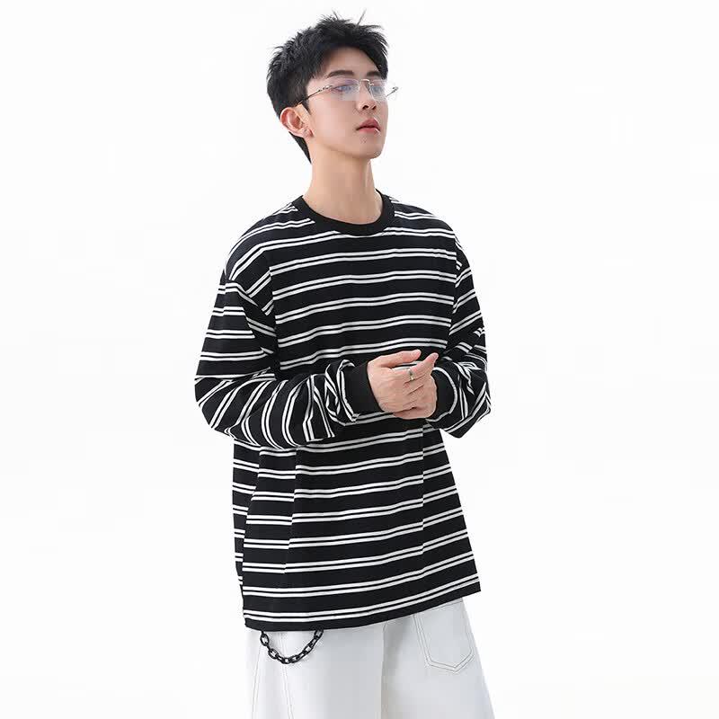 PLAYFOX Men's Striped Round Neck Long Sleeve T-Shirt
