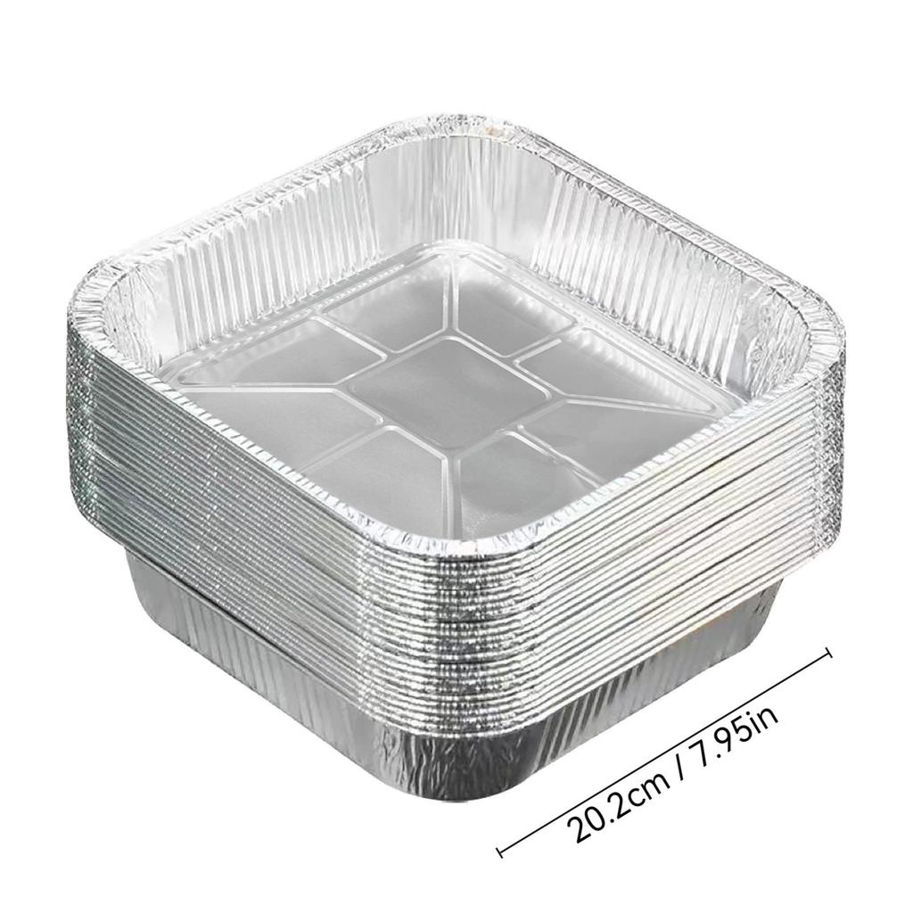 10-100PCS Kitchen Supplies Air Fryer Aluminum Foil Pan Square Oil-proof BBQ Drip Pan Tray Non-stick Food Containers Steaming