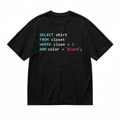 Men's Fashion Trend Soft and Comfy Classic T-Shirt,Database Query Print Tee