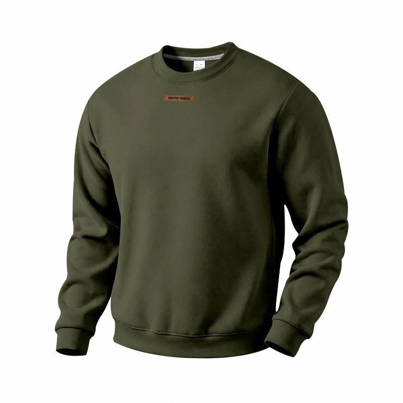 Mens Oversized Heavyweight Fleece-Lined Crewneck Sweatshirt Winter Warm Casual Long Sleeve Top