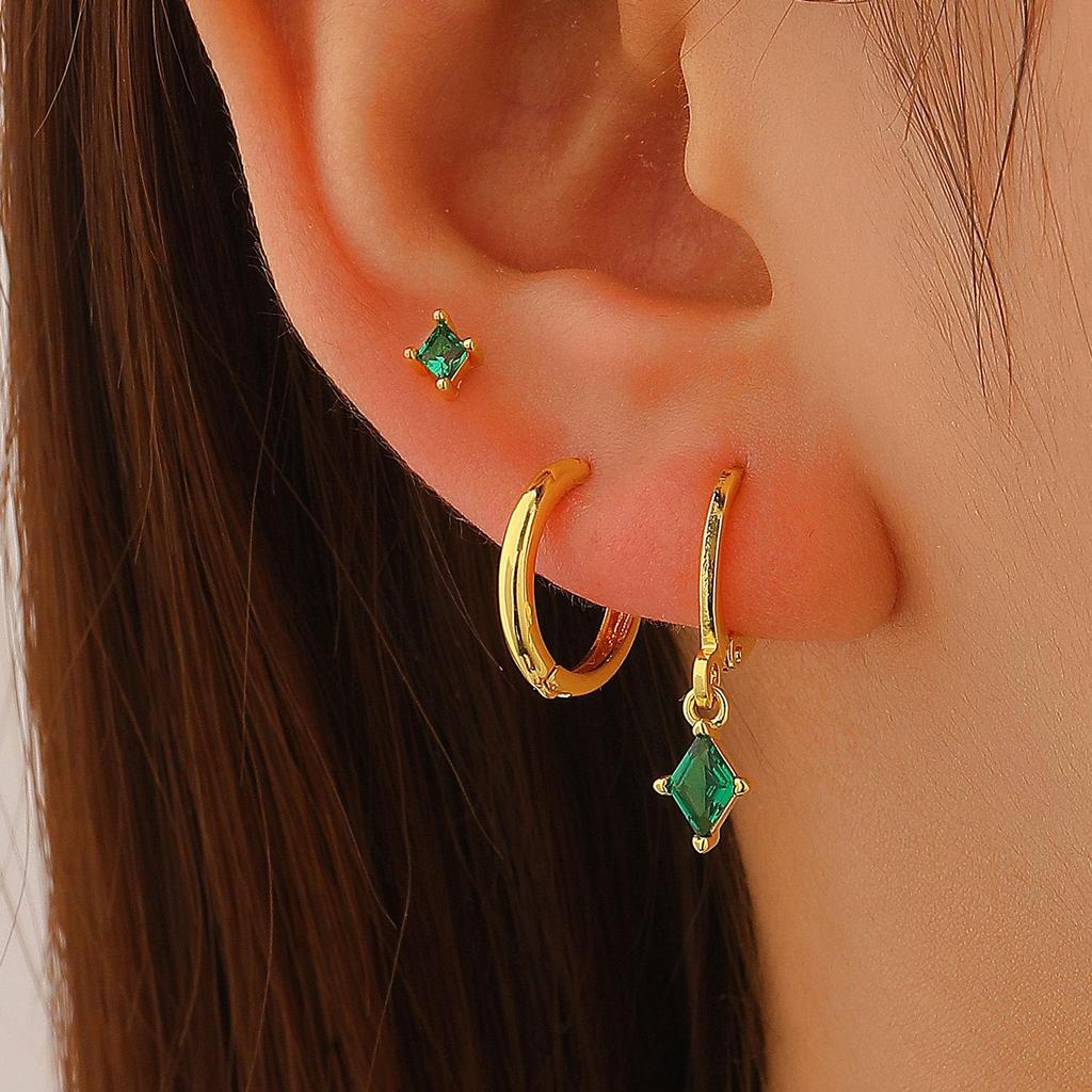 European and American Asymmetrical Star & Moon Earrings Set: Fashion Zircon Studs & Ear Cuffs