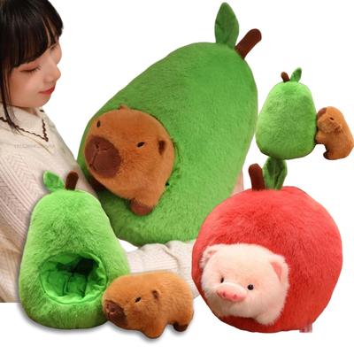 Soft 45cm Stuffed Cartoon Avocado Capybara Apple Pig Transformation Combination Animals Dolls Girls Gifts