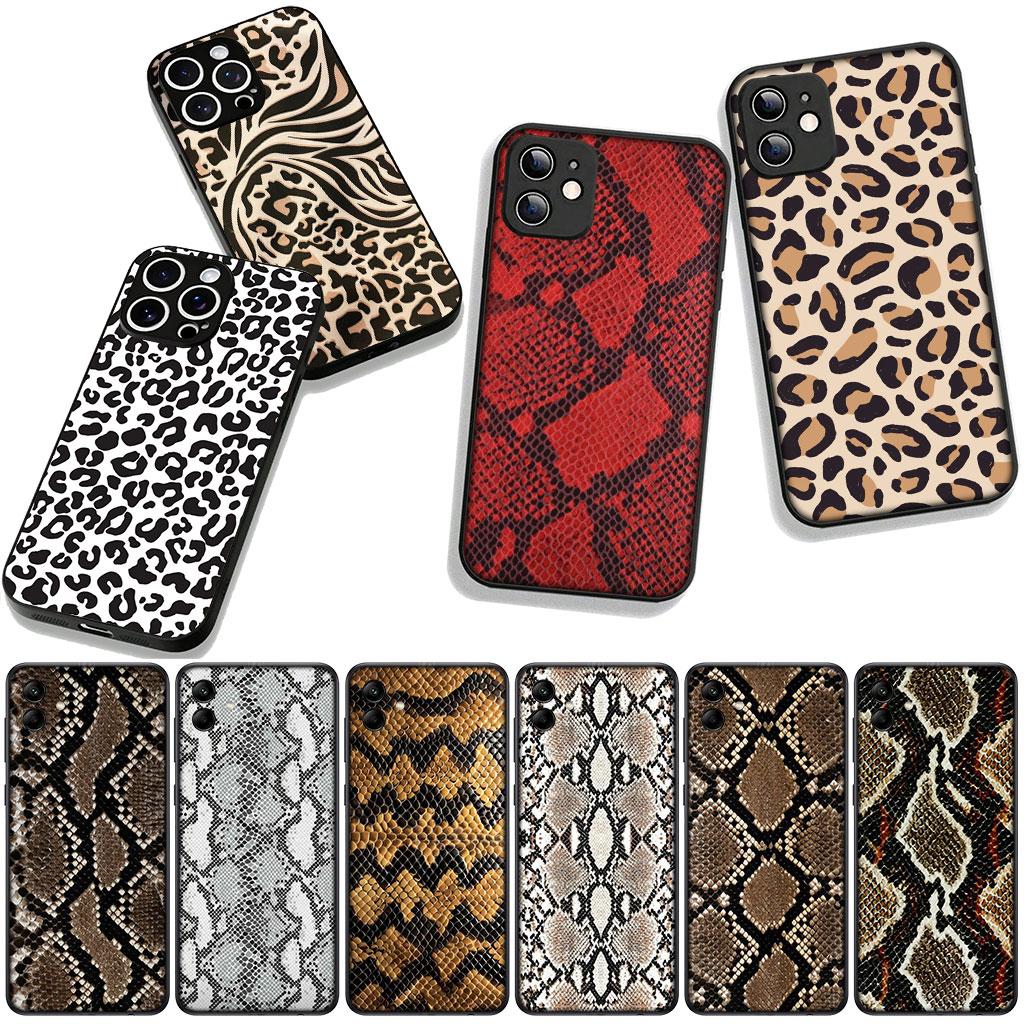 Leopard Snake Cow Print Phone Cover for Samsung Galaxy S25 S24 S22 S23 FE Ultra Plus A56 A05 A06 A15 A16 A55 S7 Edge Case