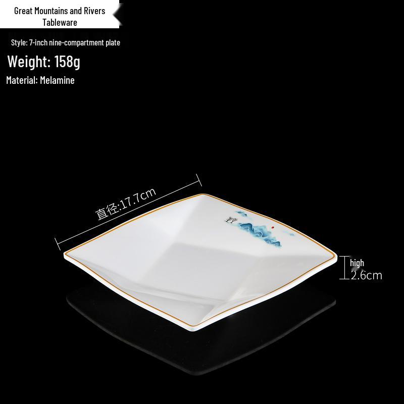 Melamine Square Imitation Porcelain Plate for Hot Pot & Cold Dishes - Commercial Fast Food & Restaurant Tableware
