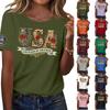 Moda feminina casual estampado manga curta gola redonda pulôver tops