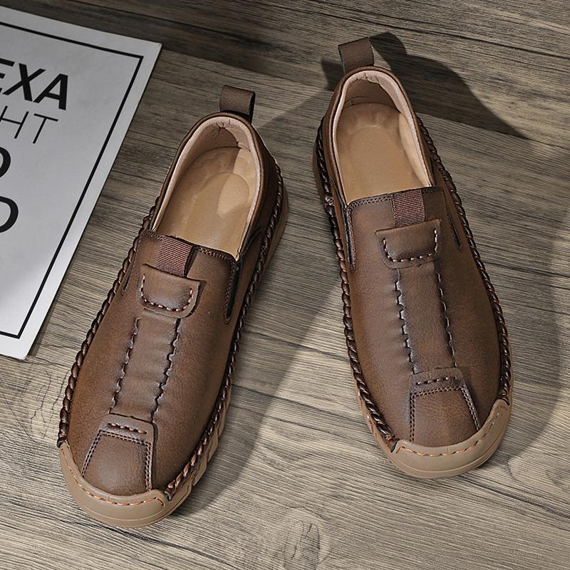 Men's Leather Casual Shoes Handmade Loafers Large Size Men's Genuine Leather Shoes Slip On Shoes