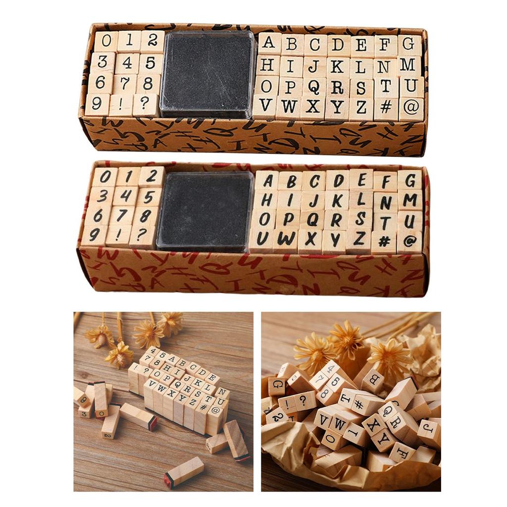 40x Wooden Alphabet Number Rubber Stamps Art Crafts Card Making Painting