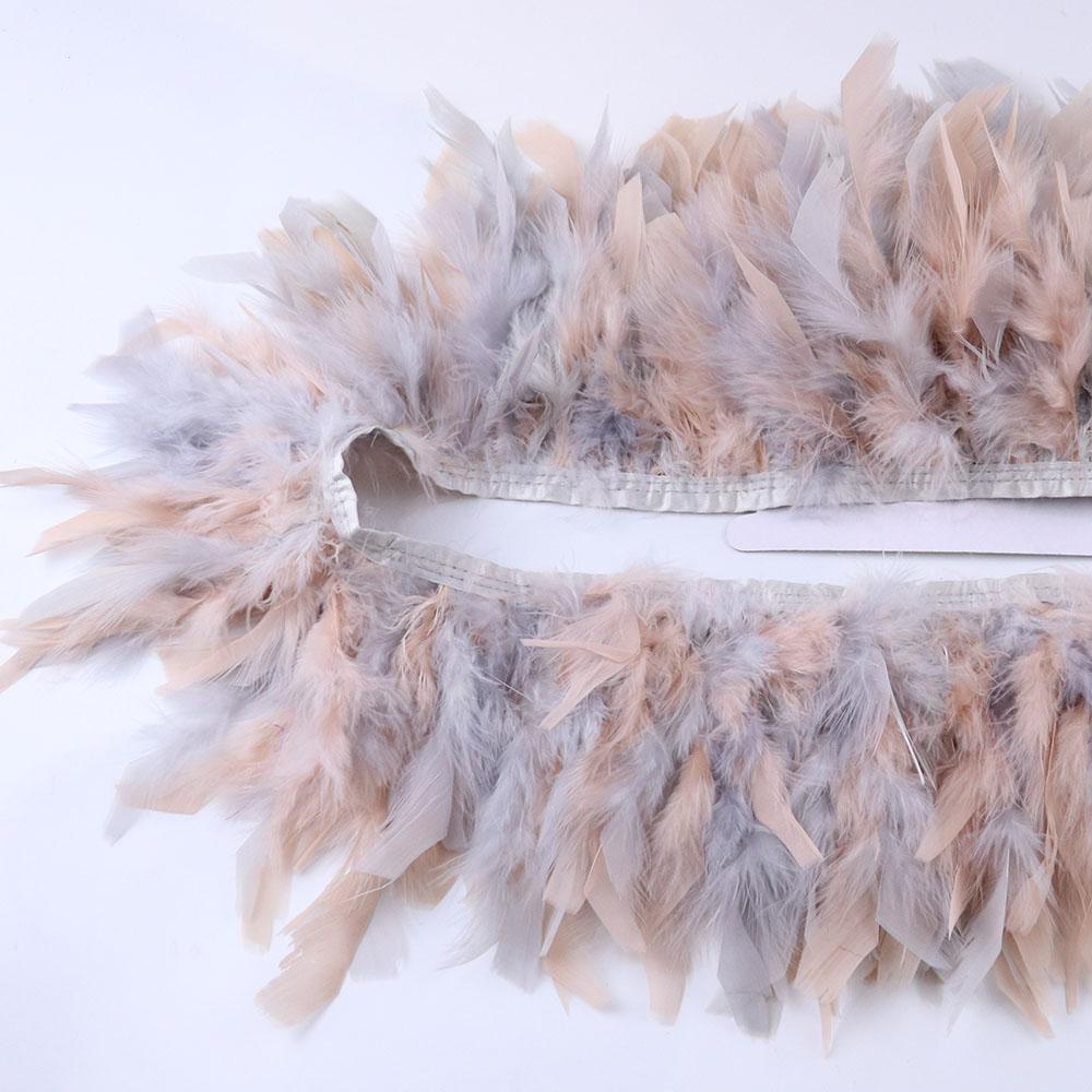 1Meter Mixed Color Turkey Feather Trim Fringe 10-15cm Dyed Feathers Ribbon for Costume Party Dress Decoration Accessory Crafts