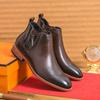 New Arrival Leather Chelsea Boots Men High Top Shoes Zipper Mens Ankle Boots Casual Slip On Male Business Booties Botas