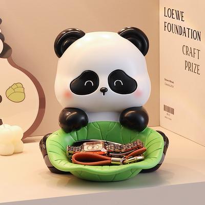 High-end Niche Panda Home Keys Porch Storage Resin Ornaments for Home Living Room Office Desktop Decorations