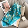 Simulation Silk Printing Silk Scarf Neck High-end Small Square Scarf Women's Headscarf Literary and Retro Versatile Accessories Neck Scarf