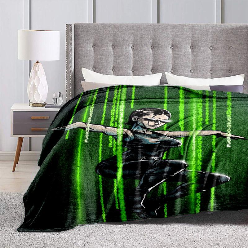 1pc Matrix Code Rain Cartoon Blanket,Portable Throw for Travel & Camping, All Season Cozy Blanket,Ideal Gift