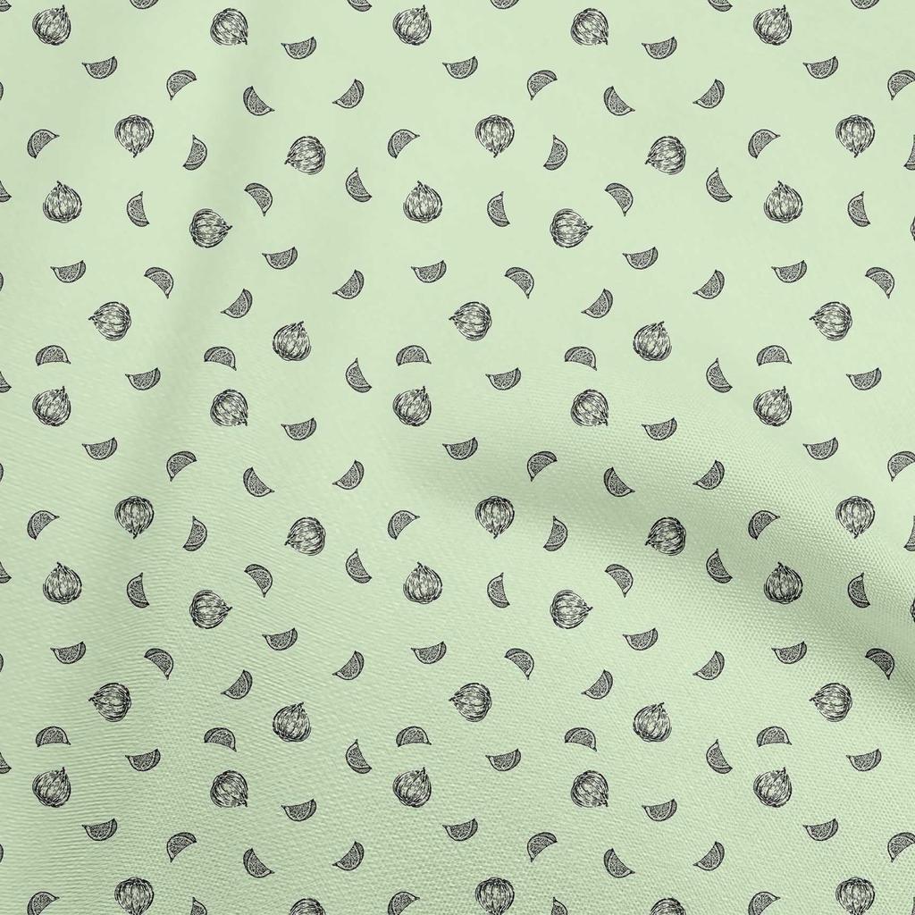 oneOone Cotton Flex Dusty Teal Green Fabric Fruits Sewing Material Print Fabric By The Yard 40 Inch