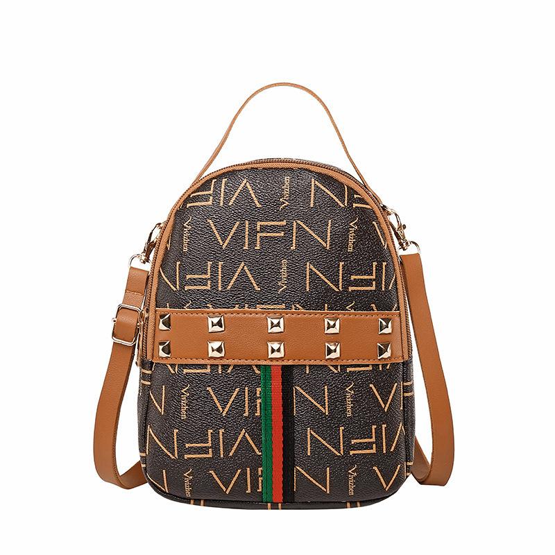 Guangzhou women's bag autumn new product printing fashion rivet bag diagonal span backpack crossbody backpack
