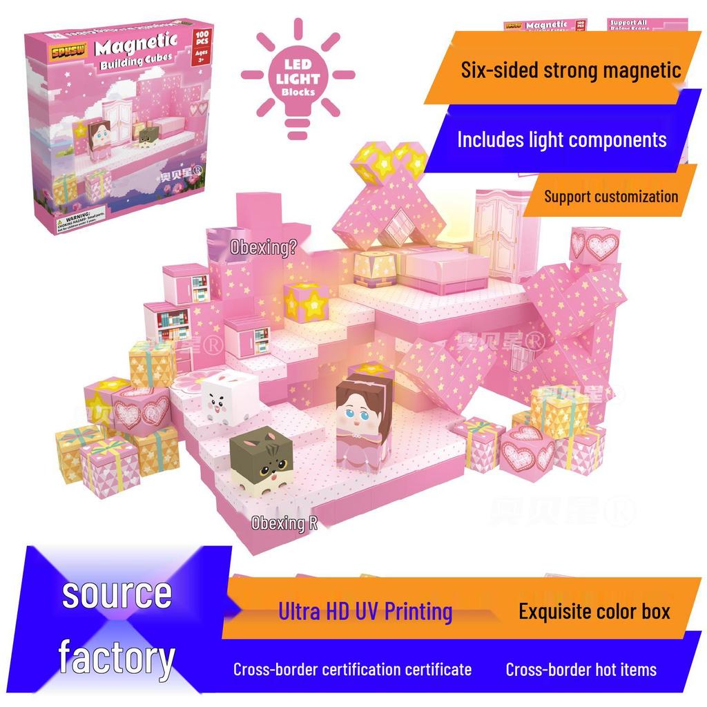 Mini Magnetic Building Blocks: Light-Up Forest Adventure Toy Set