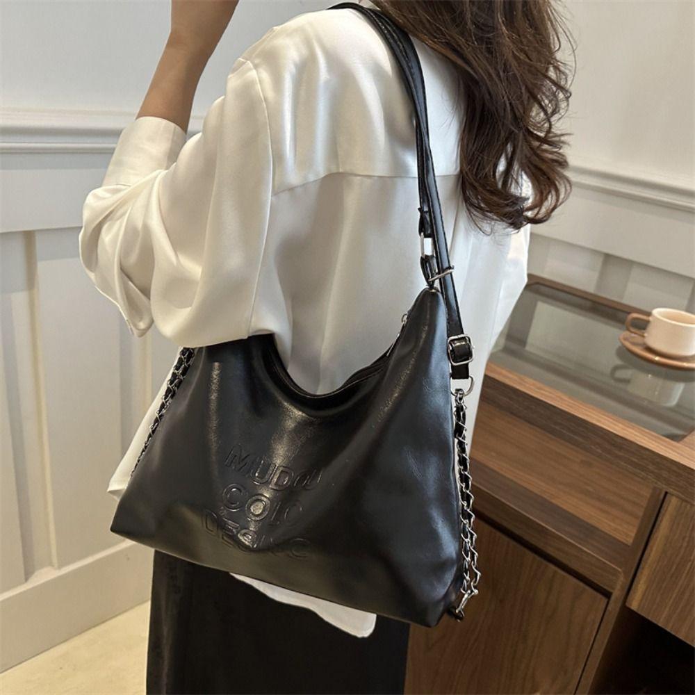 Large Capacity Women's Underarm Bag Korean Style Casual Commuting Bag Pu Leather Tote Bag  Travel