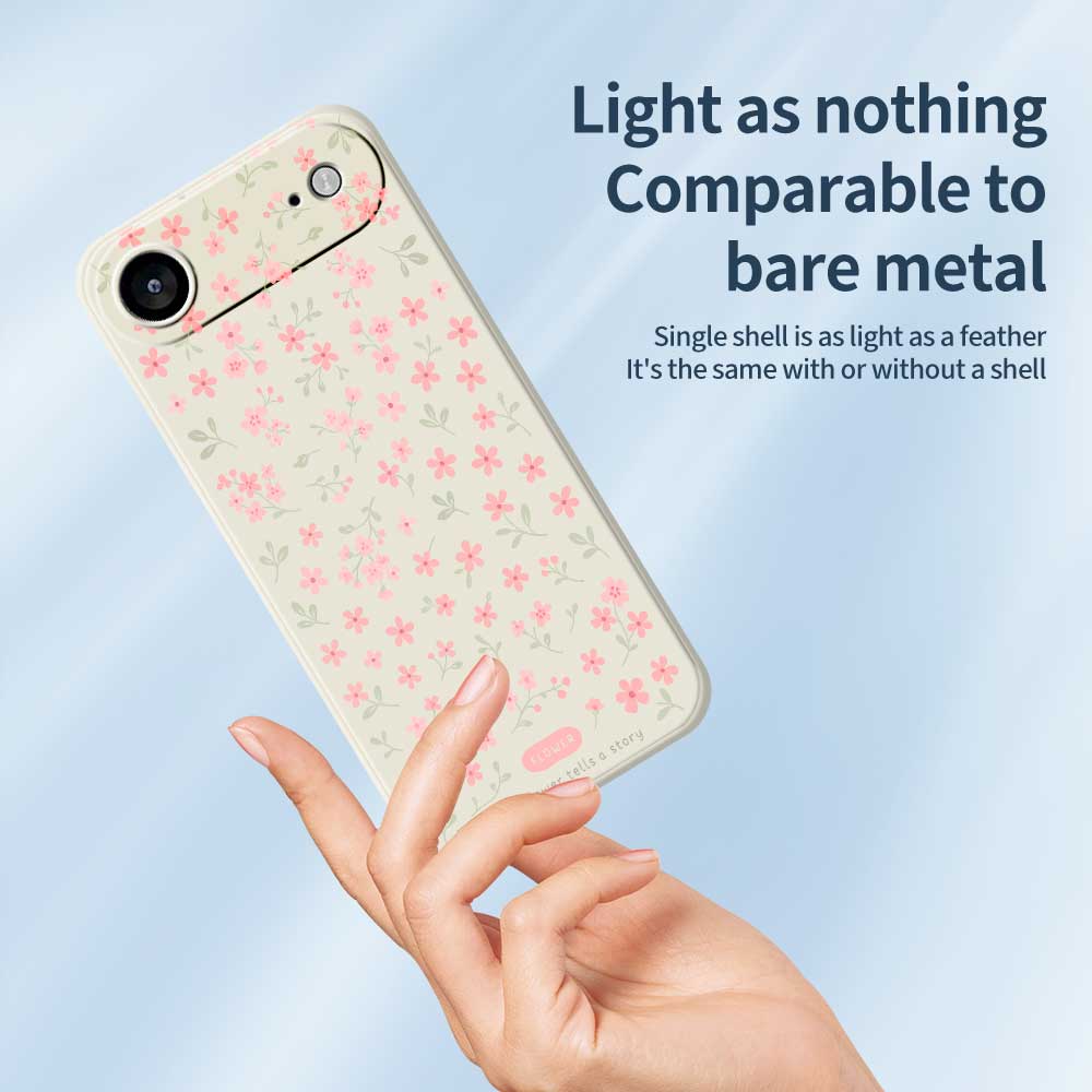 For iPhone 17 Air Case Pink Small Flowers Pattern Printing Straight Edge TPU Phone Back Cover