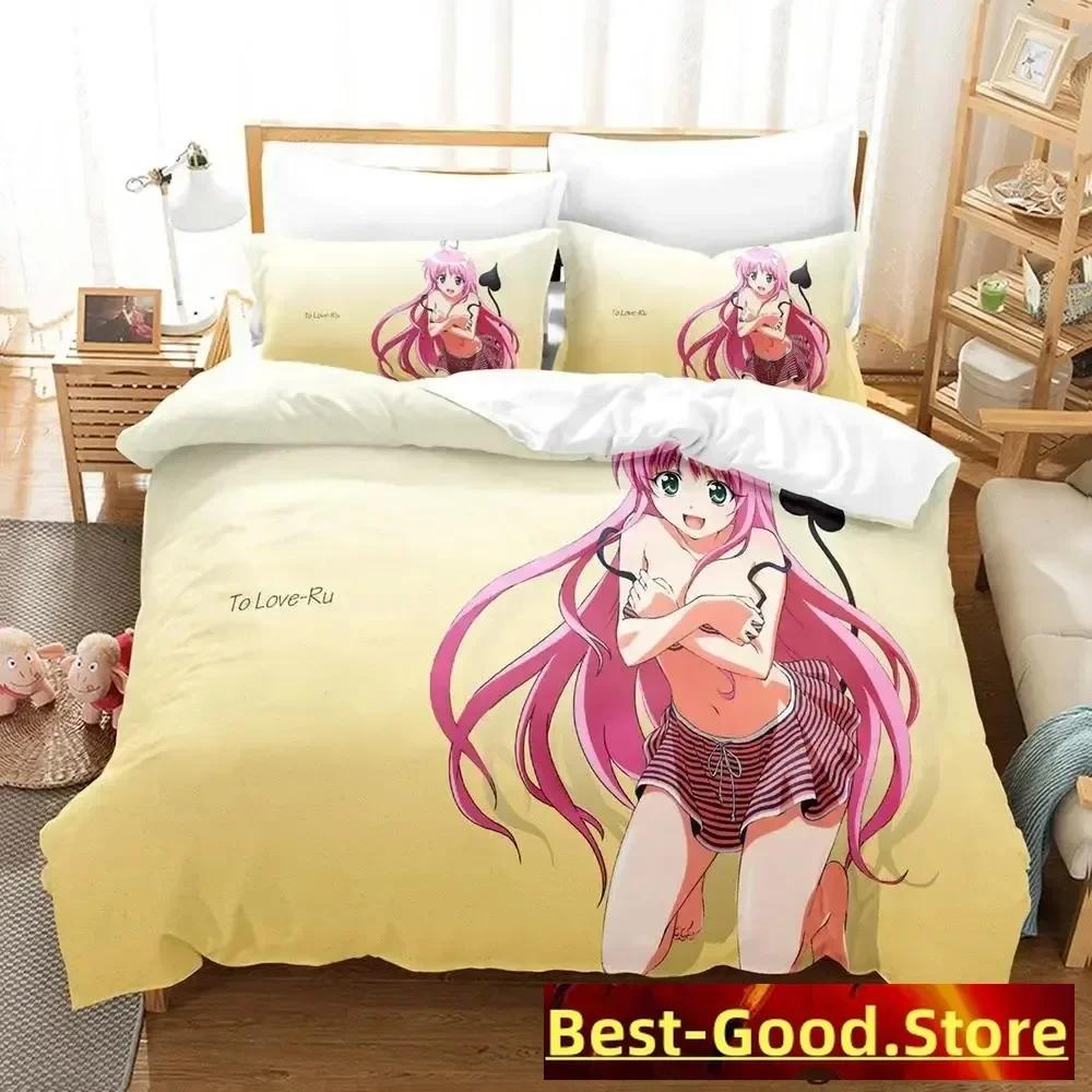 

To Love Ru 3D Kawaii Girls Roupa De Cama Printed Bed Set Duvet Cover Pillowcase Bedding Set Bed Linen Sheet Full Queen Size 70x133cm 2pcs