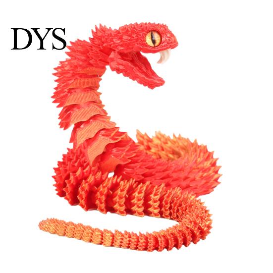 Imaginative Play Animals 3D Printed Snake Articulated Toy, Flexible Jointed Serpent Figurine, Realistic Animal Figurines Fidget Stress Reliever