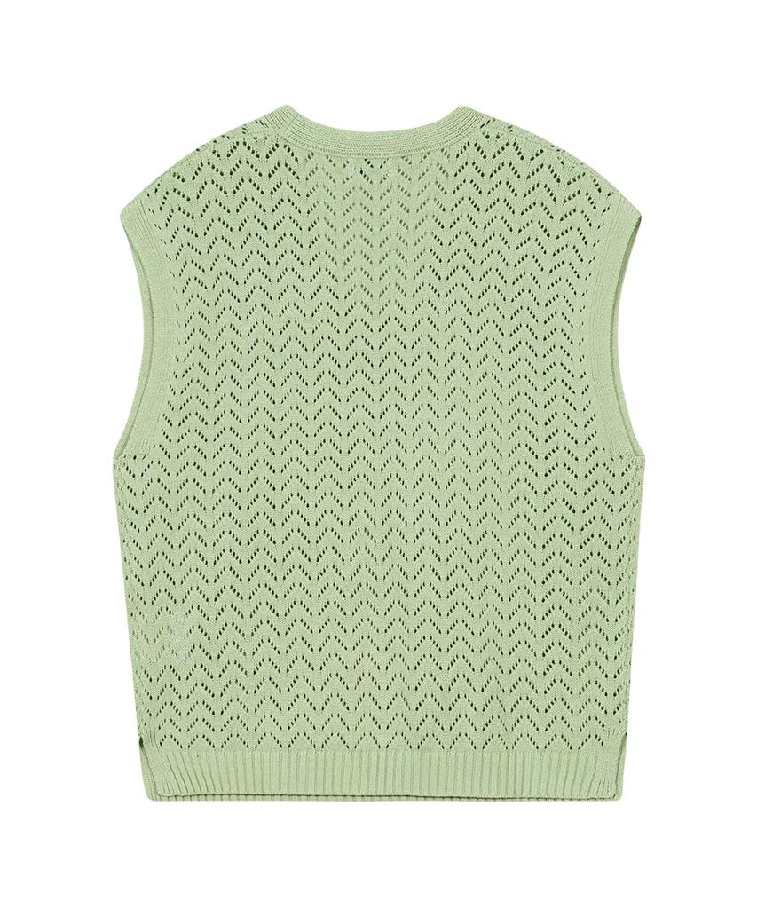 IRONYPORNO WHITELINE 86-Iro314 [Washable] Punched V-Neck Knit Vest Light Green