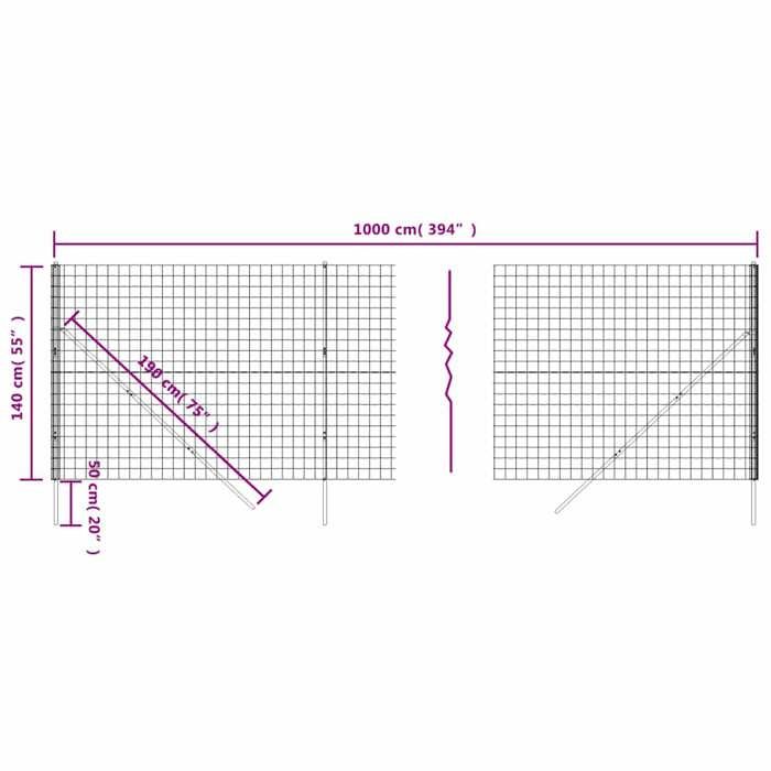 VidaXL Clôture en Treillis Métallique, Panneau de Clôture Décoratif, Barrière de Protection Jardin Patio Extérieur, 154227