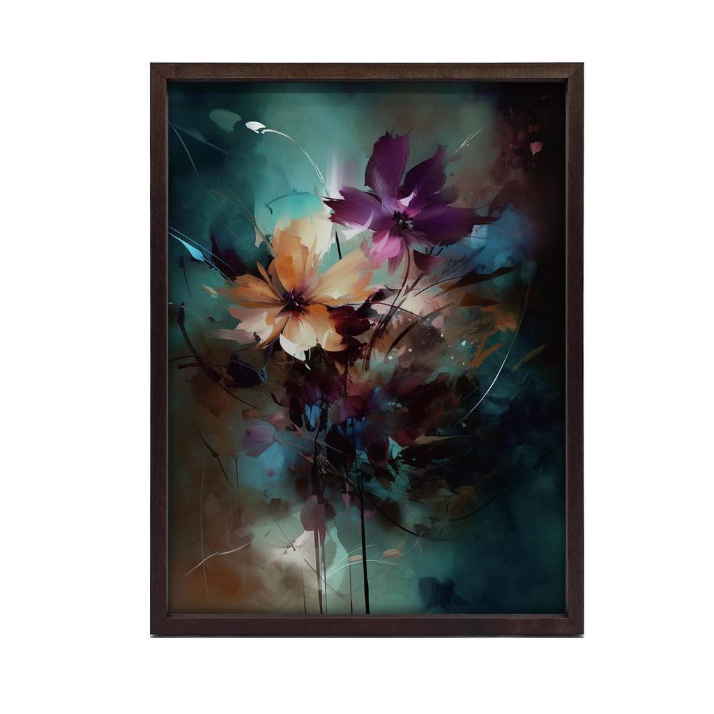 Kwiaty Nocy Kwiaty Nocy, 30X40 Cm, Rama Drewniana Jasny Dąb, Papier Matowy 230 Gsm