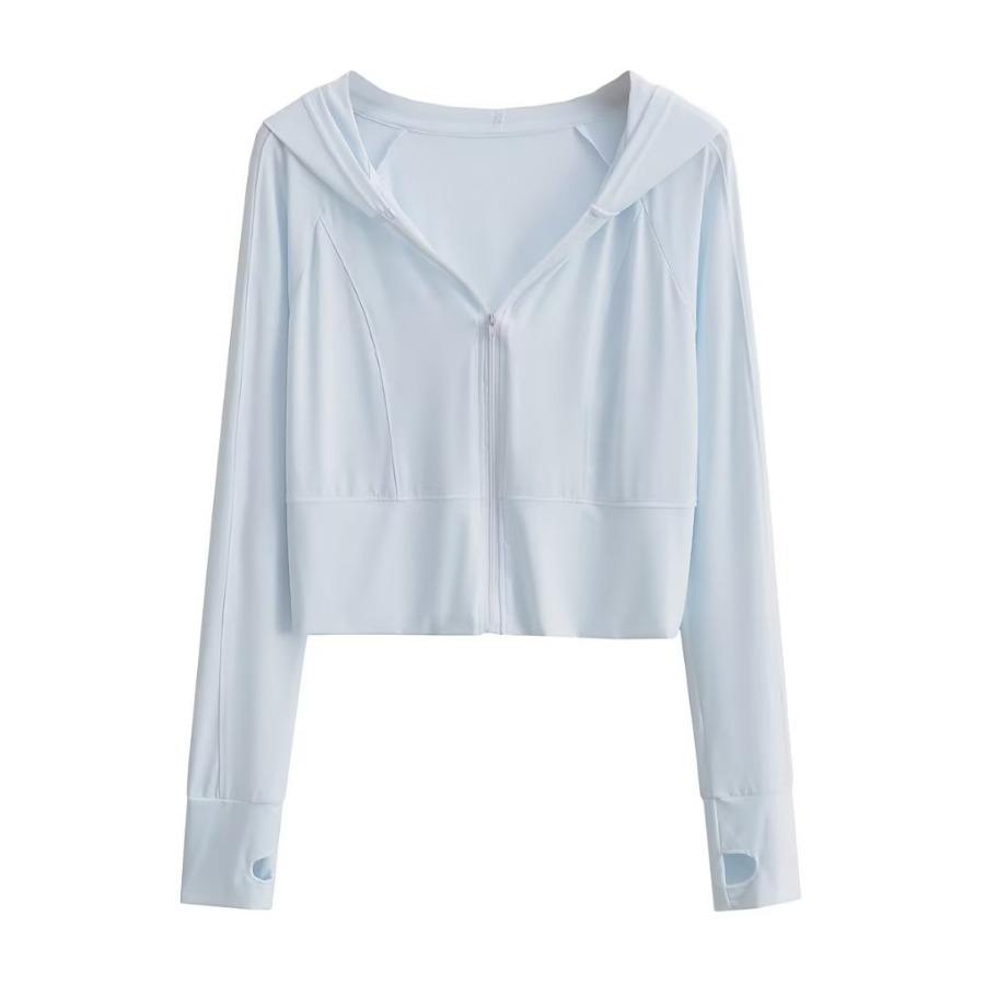 

Летние женские кардиганы с длинными рукавами, солнцезащитные топы, короткие толстовки с капюшоном S белый