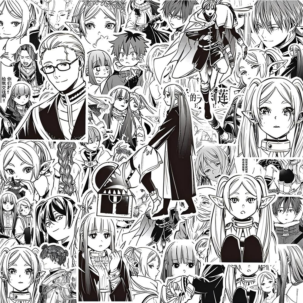 10/30/82 stuks Coole Frieren: Beyond Journey's End Cartoonstickers Zwart Wit Anime Gitaar Bagage Scrapboek Klassieke Manga Sticker