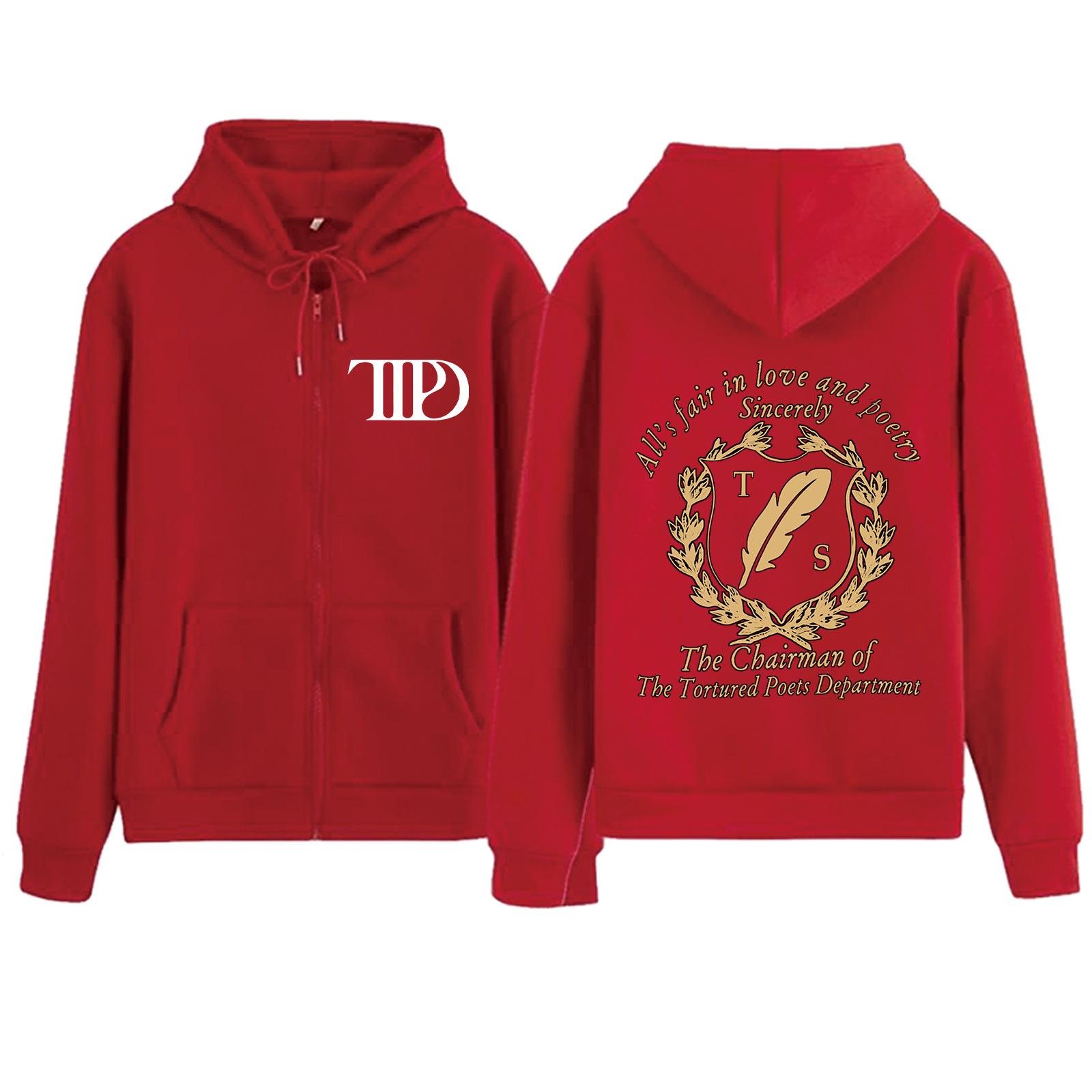 Тейлор Свифт Спортивная толстовка с капюшоном Taylor Swift Ttpd Album S красный