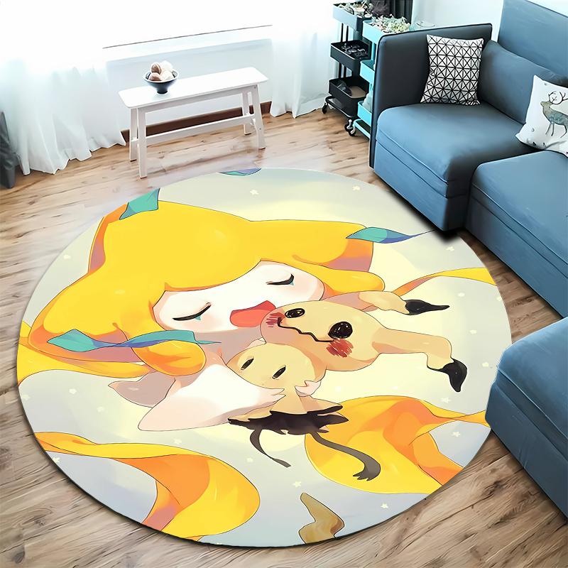 5 Sizes Classic Doraemon Print Round Carpet Living Room Anti-Slip Mat Bedroom Sofa Table Home Large Mat Gift for Kids and Adults