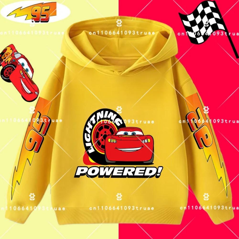 Cars Lightning McQueen Racing Children Hooded Sweatshirt Boy Girl Autumn Winter Daily Outdoor Vacation Casual Warm Sportswear