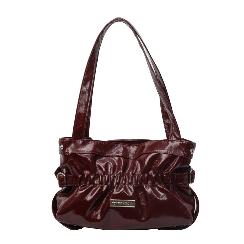 Plissierte Umhängetasche Damen PU Mode Handtasche geraffte solide Unterarmtaschen Hochwertige Tragetasche Luxus Achseltasche Chic Hobo Bag