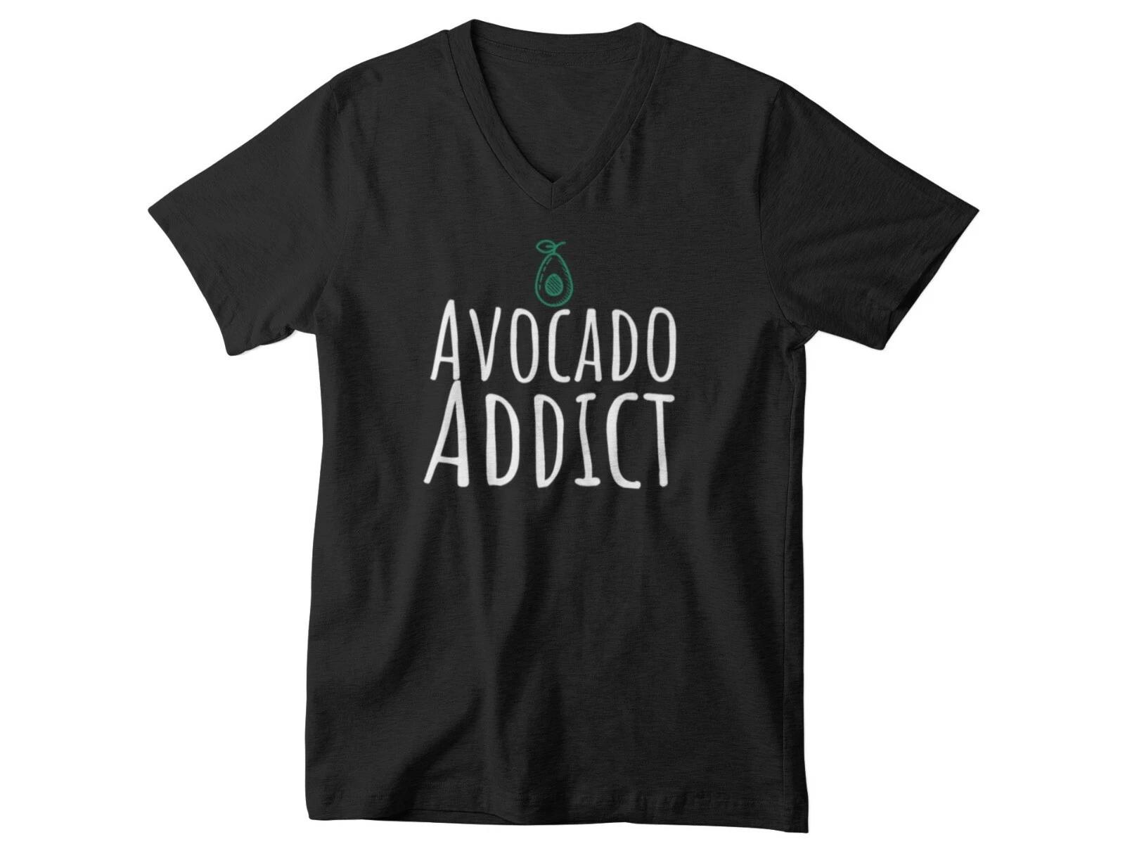 Mens V-neck Avocado Addict T Shirt Vegan Funny Gift Hipster Vegetarian Christmas XL