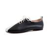 Fashion Women's new leather cowhide lace up color blocked low heel plus size comfortable and soft Oxford shoes walking single shoes