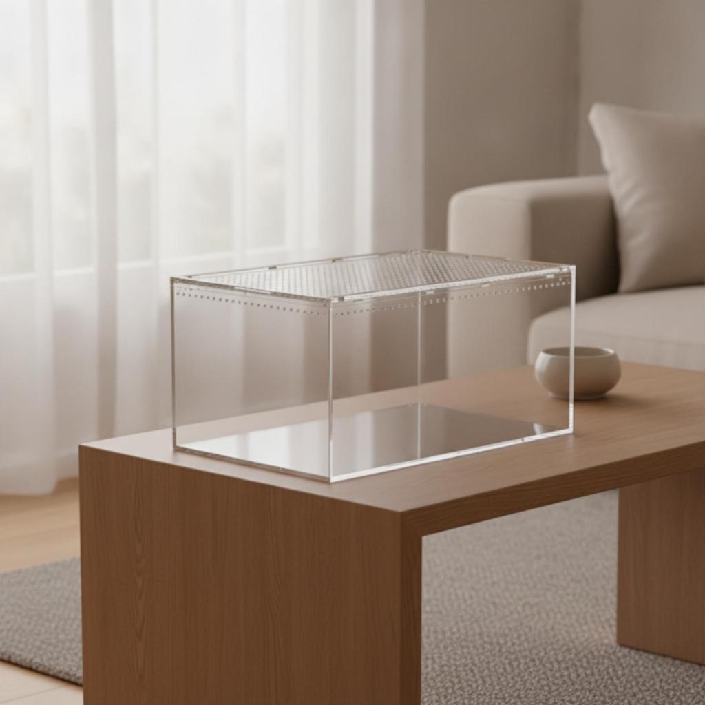 Transparent Reptile Terrarium | Ventilated Top Panel, Enclosure, for