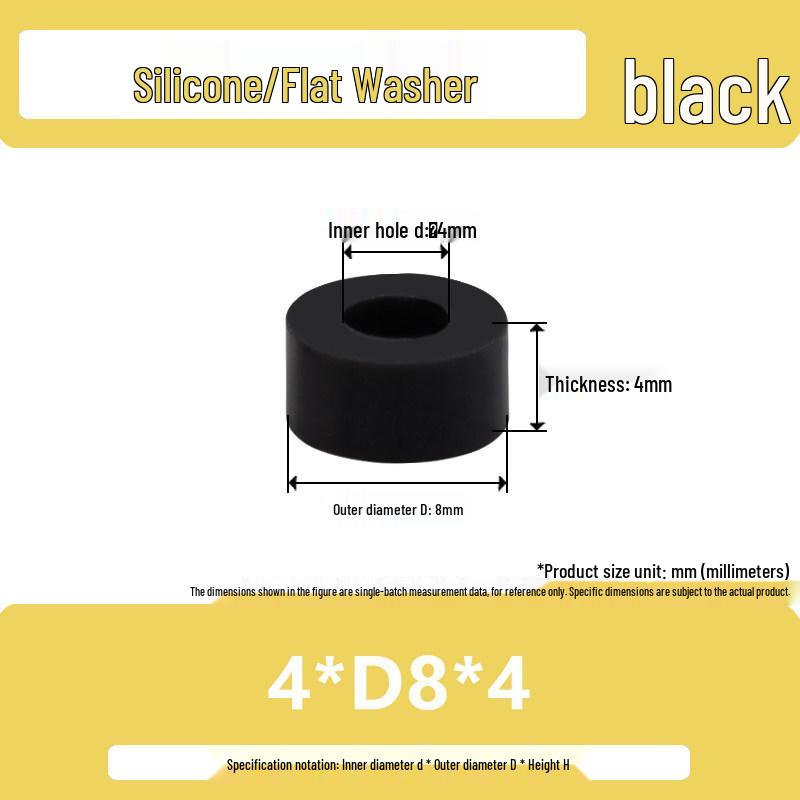 Shock-Absorbing Silicone Washer Pad Gasket – Soft Rubber Flat Sealing for M4, M5, M6, M8, M10.
