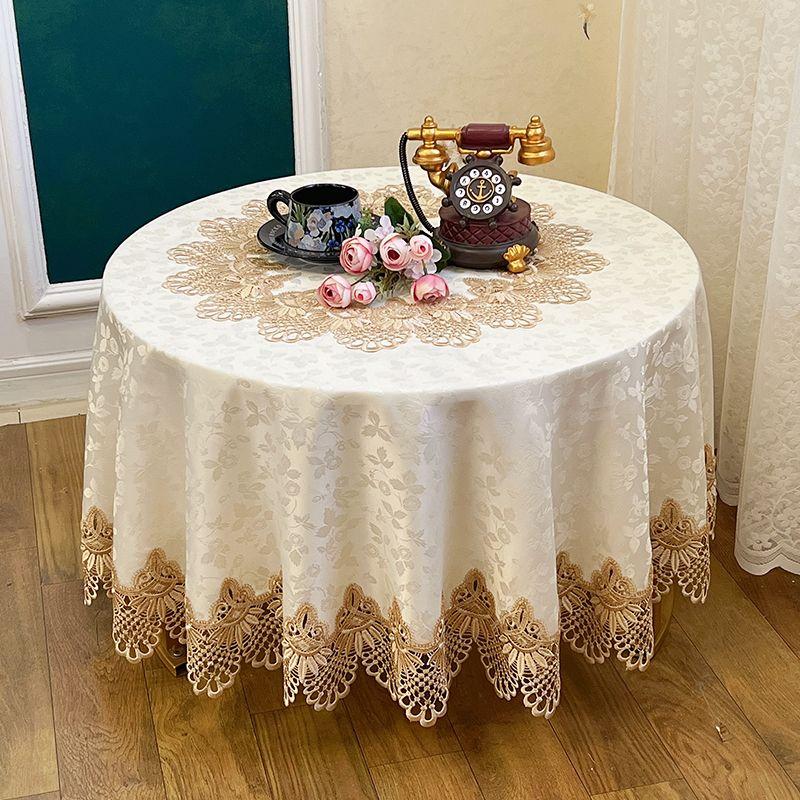 

American Small round Table Tablecloth Fabric Lace round Tea Table Table Mat Living Room Home European Small round Table Tablecloth Minimalist 1033 elegant coffee Square 60*60cm (no heart)