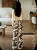 Cow Print Floral Jeans Women's Y2K Streetwear Distressed Straight Leg Loose Long Pants