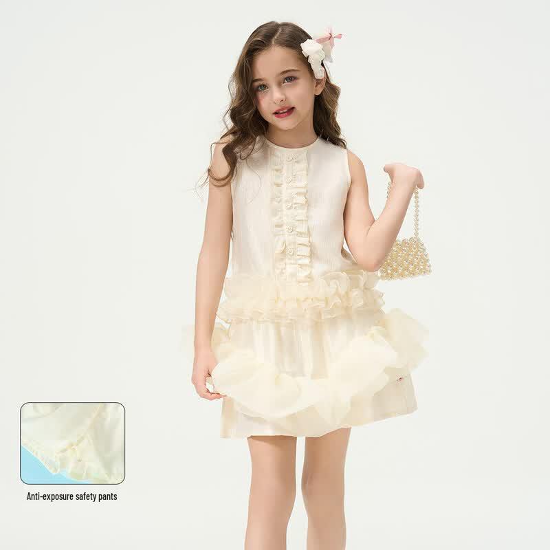 Girls  Summer Lace Vest & Skirt Two-Piece Set 140