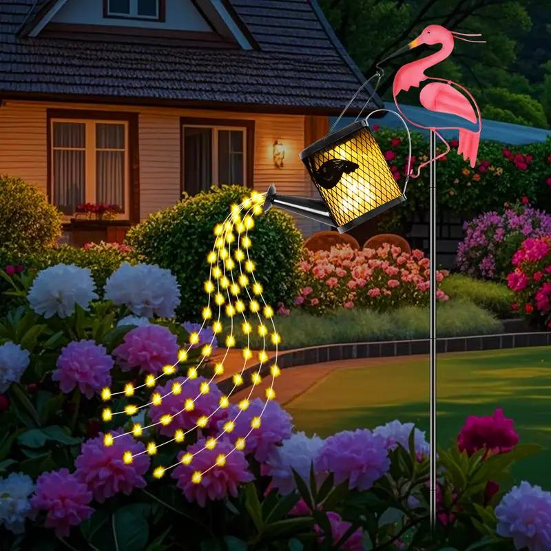 

Солнечные фонари Фламинго Уличная садовая декорация Металлический фламинго Подвесные светодиодные солнечные фонари-лейки для патио, дорожки, лужайки