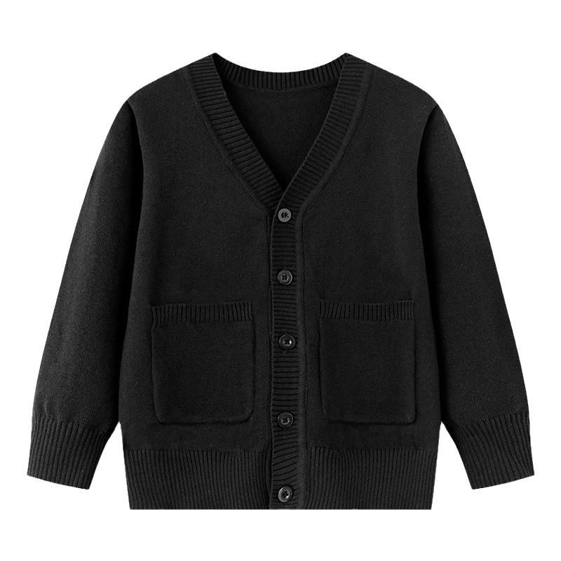 Children's V-Neck Knit Cardigan, Parent-Child Matching, Medium/Large, Spring/Autumn, Thin Academy Style Sweater.