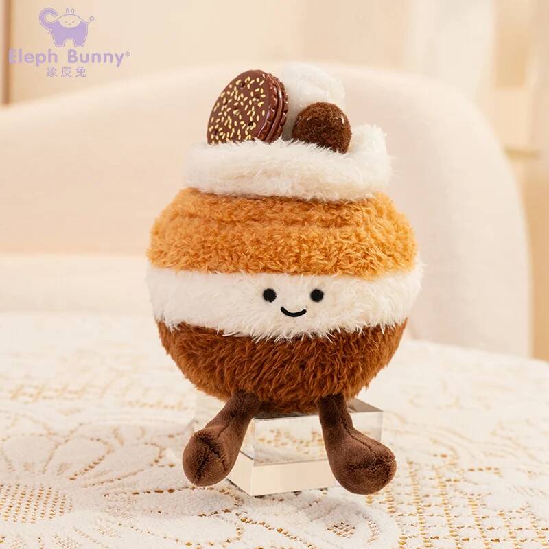 Food Collectibles 12cm Rubber Rabbit Candy Dessert Cake Plush Toy Ultra-Soft Swiss Roll/Chocolate Cake/Cupcake Stuffed Doll